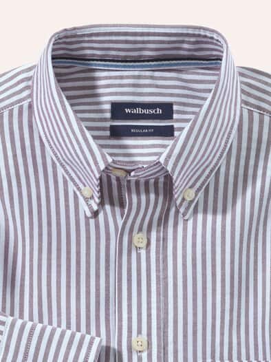 Premium Oxford-Hemd Streifen Bordeaux