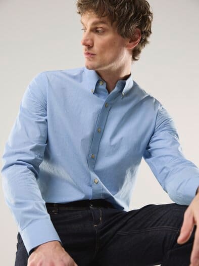 Hemd mit Kent-Kragen Button Down Jeansblau