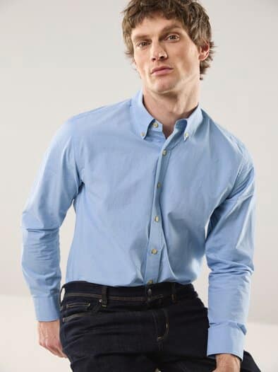 Hemd mit Kent-Kragen Button Down Jeansblau