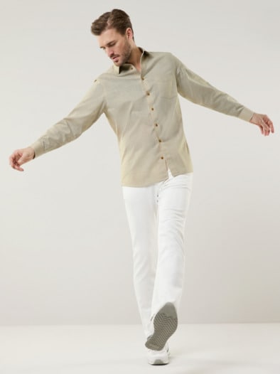 Freizeit-Hemd Reiseleinen Beige