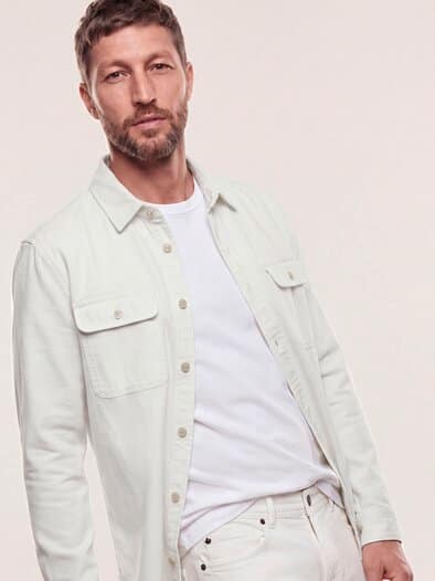 überfärbte Hemd-Jacke Wollweiß