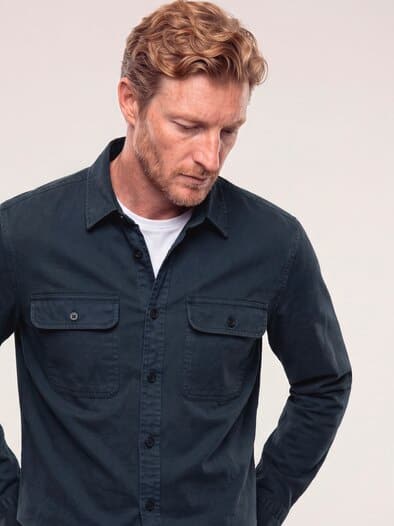 überfärbte Hemd-Jacke Marine