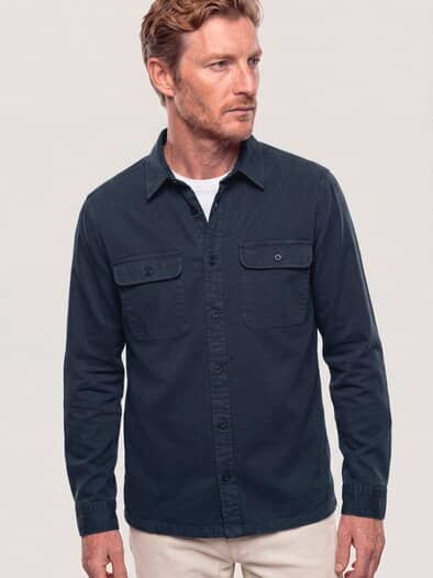 überfärbte Hemd-Jacke Marine