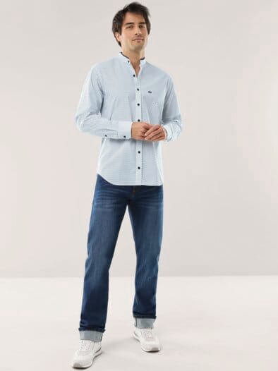 Extraglatt-Stehkragen-Hemd Minimal Druck