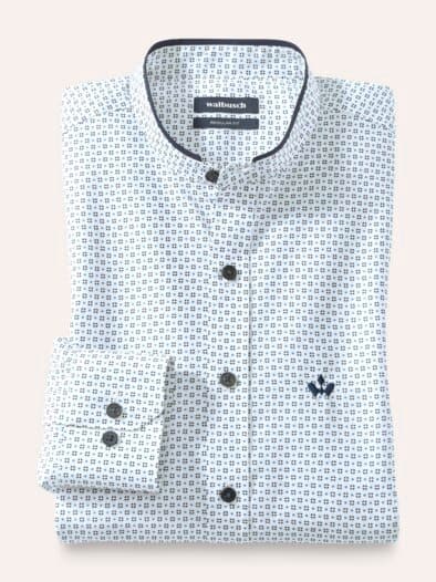 Extraglatt-Stehkragen-Hemd Minimal Druck