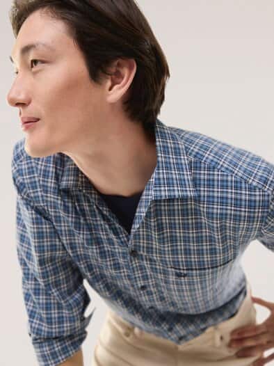 Extraglatt-Hemd Tropical Karo Marine