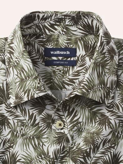 Extraglatt-Hemd Tropical Druck Oliv