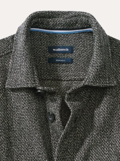 Hemd-Jacke Woll-Mix Schwarz/Weiß
