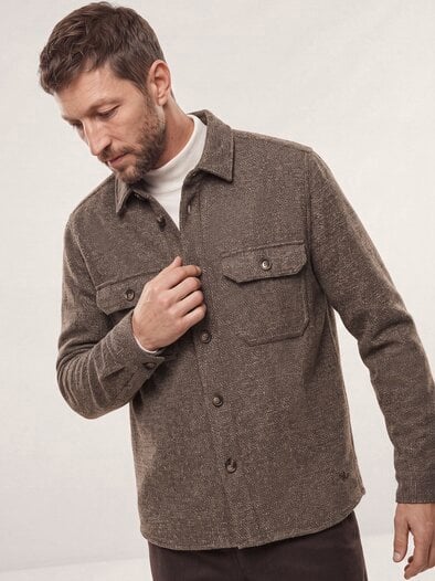 Hemd-Jacke Woll-Mix Braun/Beige
