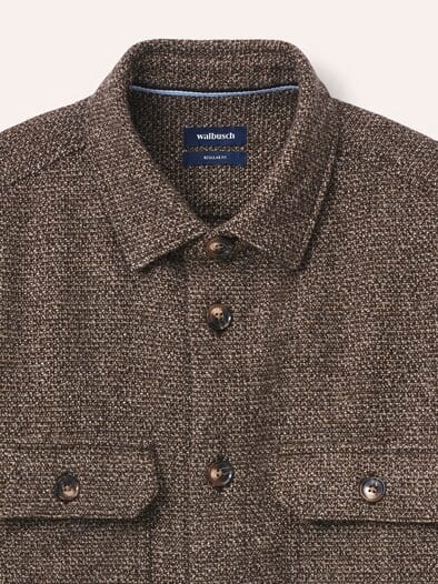 Hemd-Jacke Woll-Mix Braun/Beige