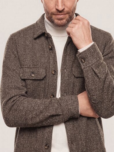 Hemd-Jacke Woll-Mix Braun/Beige