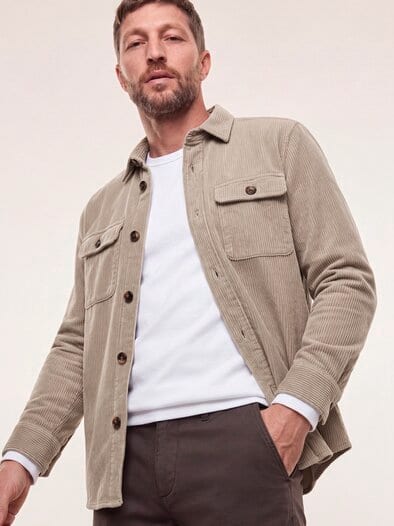 Overshirt aus Breitcord Wollweiß