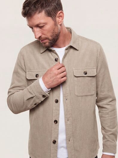 Overshirt aus Breitcord Wollweiß