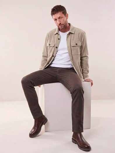 Overshirt aus Breitcord Wollweiß