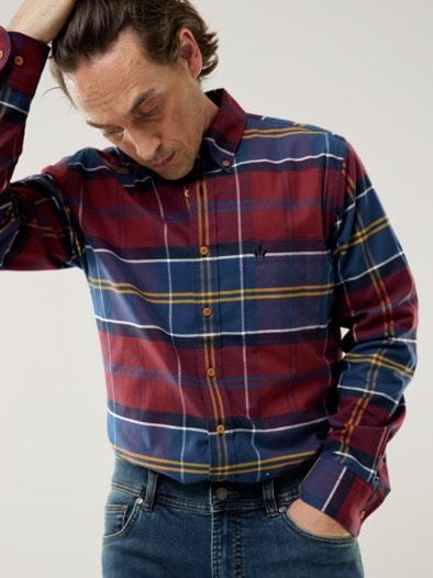 Diamanten Twill-Hemd Karo Bordeaux