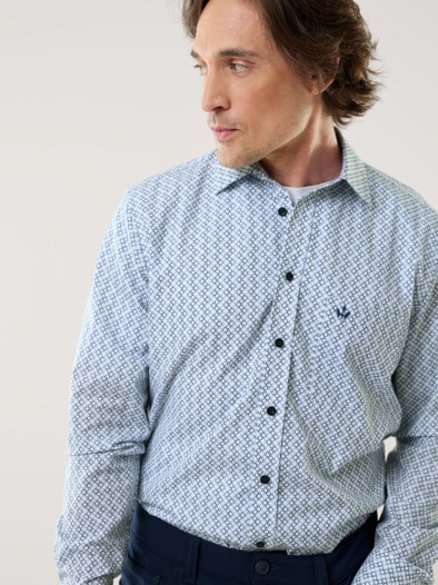 Extraglatt-Hemd Druck Blau
