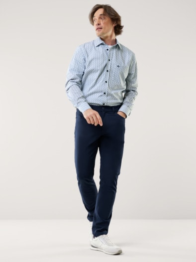 Extraglatt-Hemd Druck Blau
