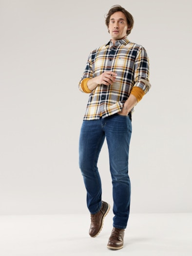 Das Overshirt Karo Safran