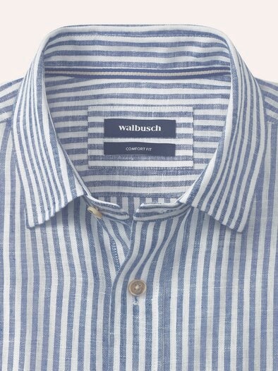 Pures Leinen Hemd Streifen Marine