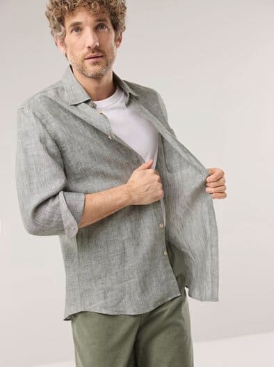 Pures Leinen Hemd Uni Schilf
