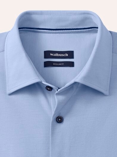 Comfort-Pique Hemd Bleu-Weiß