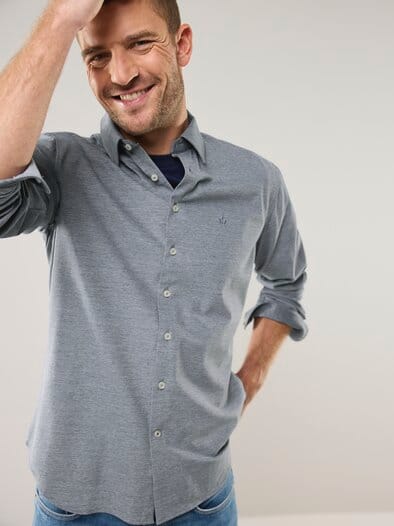 Comfort-Pique Hemd Weiß