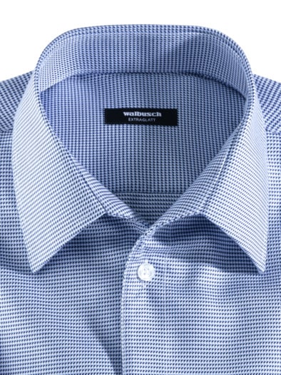 Extraglatt-Hemd Walbusch-Kragen Hahnentr. Blau