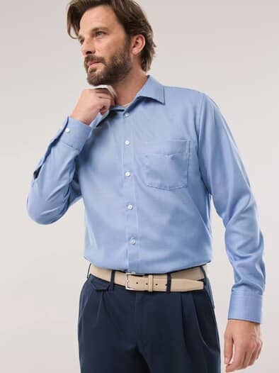 Extraglatt-Hemd Walbusch-Kragen Hahnentr. Blau