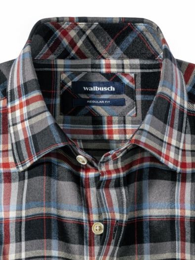Soft-Flanell-Hemd Karo Grau