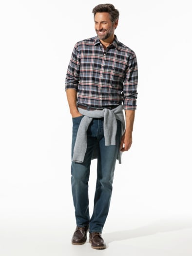 Soft-Flanell-Hemd Karo Grau