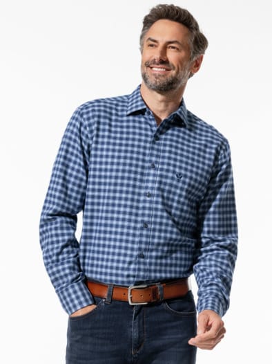 Soft-Flanell Hemd Minikaro Blau
