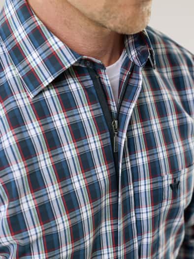 Extraglatt-Hemd Zip & Go Karo Blau