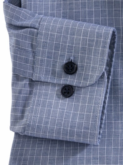Extraglatt-Hemd Kent-Kragen Gitterkaro Navy