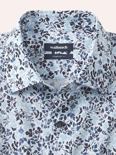 Extraglatt-Hemd Kent-Kragen Blätter Druck
