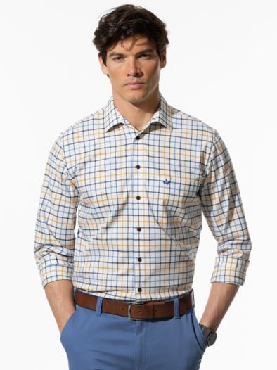 Extraglatt-Hemd Soft-Twill Fadenkaro Gelb