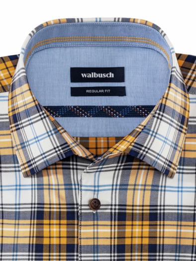 Extraglatt-Hemd Soft-Twill Tartan Weiß