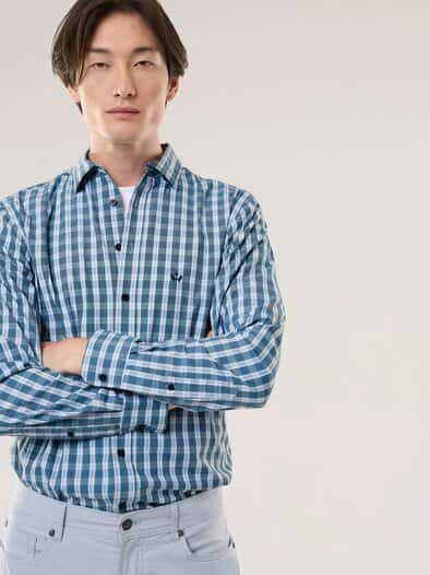 Hemd aus Royal-Oxford Karo Blau