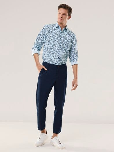 Extraglatt-Hemd Kent-Kragen Blätter Druck