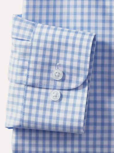 Extraglatt-Hemd Walbusch-Kragen Karo Bleu