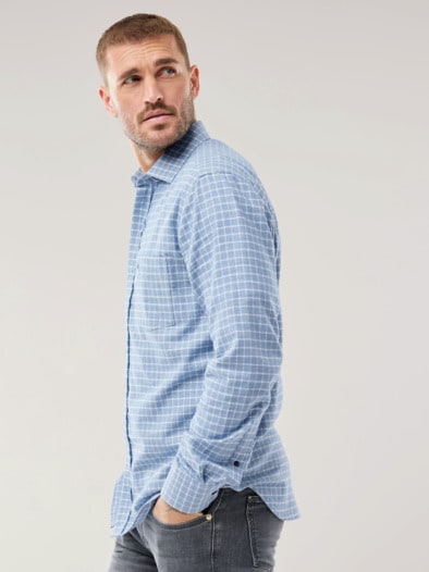 Soft-Flanell-Hemd Zip & Go Karo Blau
