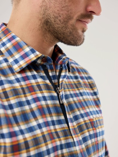 Soft-Flanell-Hemd Zip & Go Karo Bordeaux