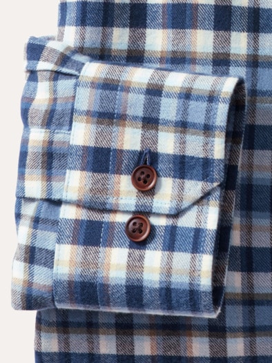 Soft-Flanell-Hemd Zip & Go Karo Marine