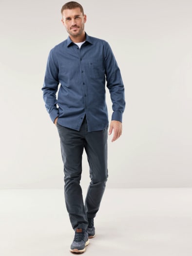 Premium-Flanell Hemd Uni Marine