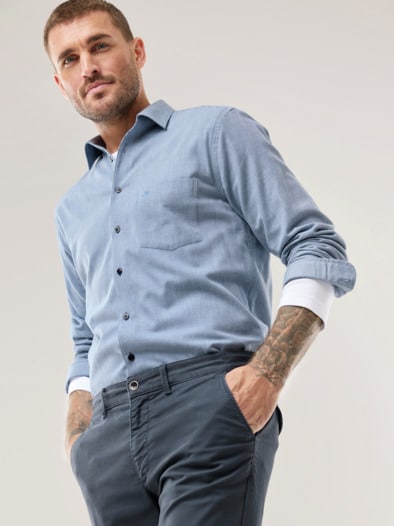 Premium-Flanell Hemd Uni Bleu