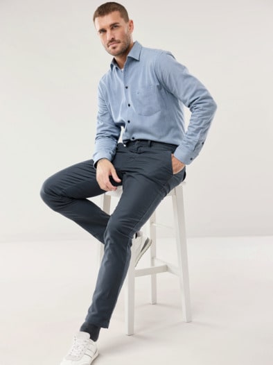 Premium-Flanell Hemd Uni Bleu