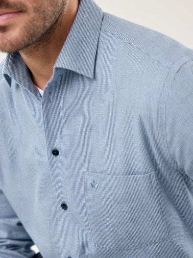 Premium-Flanell Hemd Uni Bleu