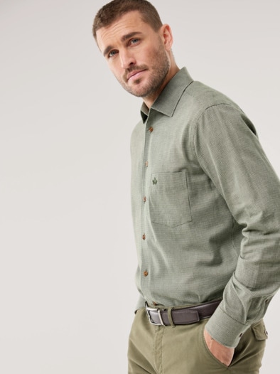 Premium-Flanell Hemd Uni Schilf