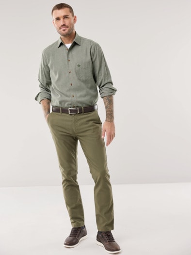Premium-Flanell Hemd Uni Schilf