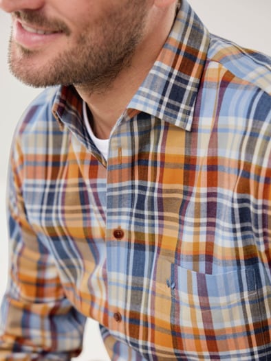 Premium-Flanell Hemd Karo Safran