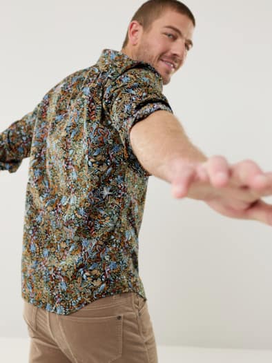 Extraglatt-Hemd Herbstlaub Druck Multi